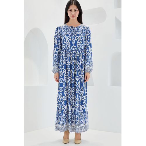 Muster Maxi-Kleid mit Bindeband