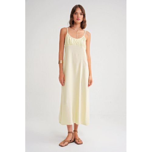 Maxikleid mit gekräuseltem Detail und Trägern