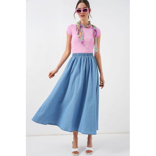 High Waist A-Lijn Denim Maxi Rok