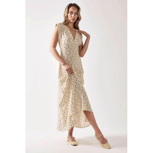 Floral V-hals Midi Jurk