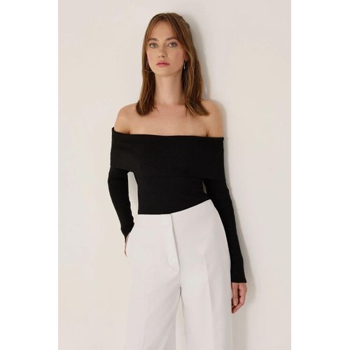 Off Shoulder Madonna Kraag Gebreide Top