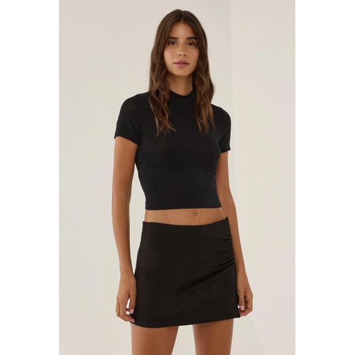 Tailliertes Halb-Polodach Strick-Crop-Top