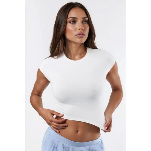 Crew-Neck Einfarbiges Crop T-Shirt