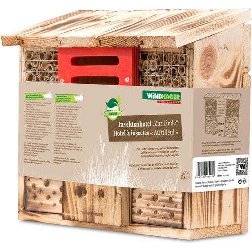 Insektenhotel WINDHAGER "zur Linde, Schutz für Insekten, Wildbienen, Marienkäfer", beige (natur), B:30cm H:27cm T:14cm, Massivholz, Insektenhotels, Insektenhotel, Nistplatz aus Massivholz, Insektenhaus 27 x 30 x 13,5 cm