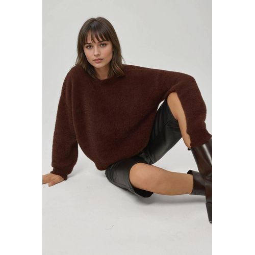 Bärtiger Rundhals-Ultra-Weichstrick-Pullover