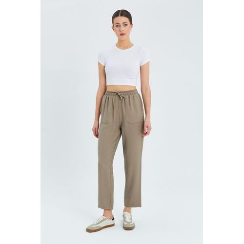 Hoge taille wortelmodelbroek met koordszak