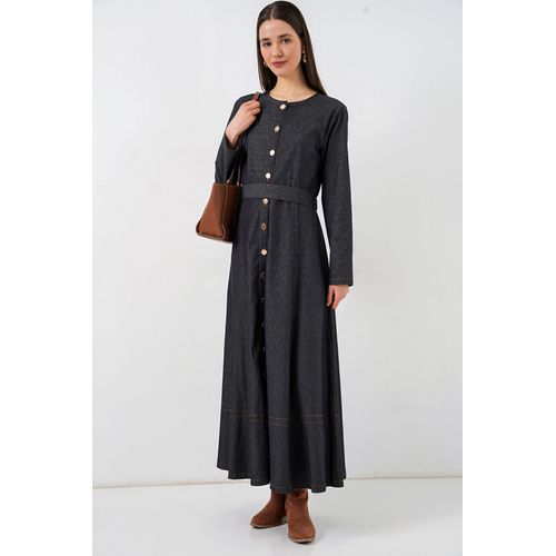 Gürteldesign Denim-Midikleid