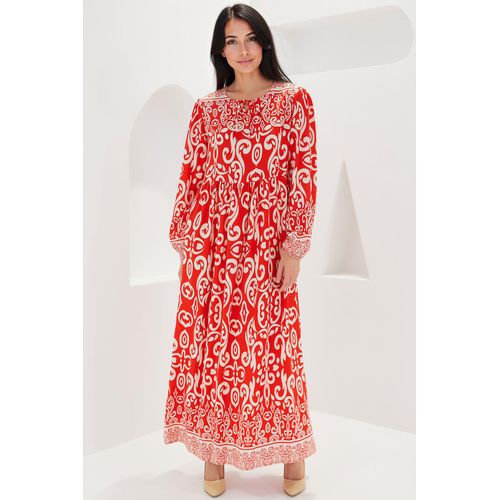 Mustered Maxi-Kleid mit Bindung