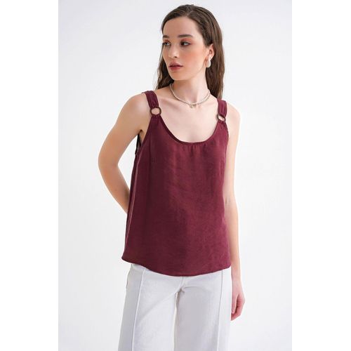 Mouwloze U-halsblouse met ringstrapdetail