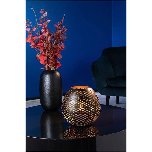 Windlicht FINK "PALERA, Windlicht", schwarz, B:24cm H:22cm T:24cm Ø:24cm, Metall, Kerzenhalter, Windlicht