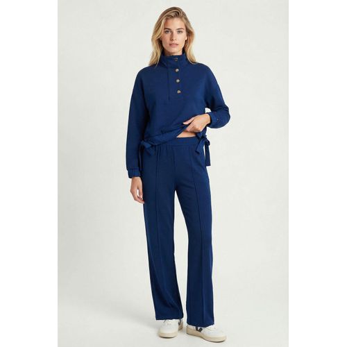 Hüfthohe Weite Beinhose Zwei-Teiler-Set mit Halbturtleneck