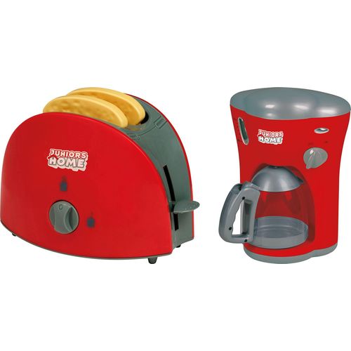 Kinder-Haushaltsset HAPPY PEOPLE "Toaster und Kaffeemaschine", rot (rot, grau), Spielzeug-Haushaltsgeräte, Kinder, Kunststoff, Kinder-Haushaltsset, mit Licht- und Soundeffekt