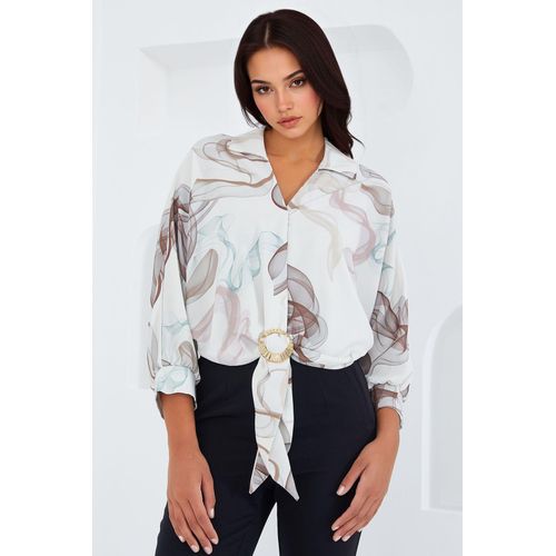 Bedrucktes Crop-Shirt mit Pompon-Detail