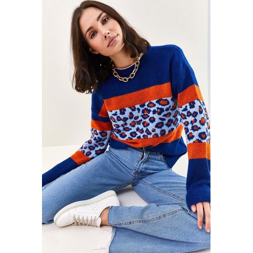 Leopard Geprompte Crew Neck Trui