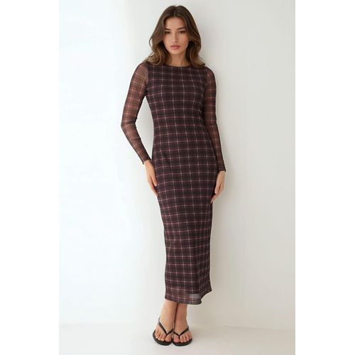 Karo Bodycon Midi-Kleid