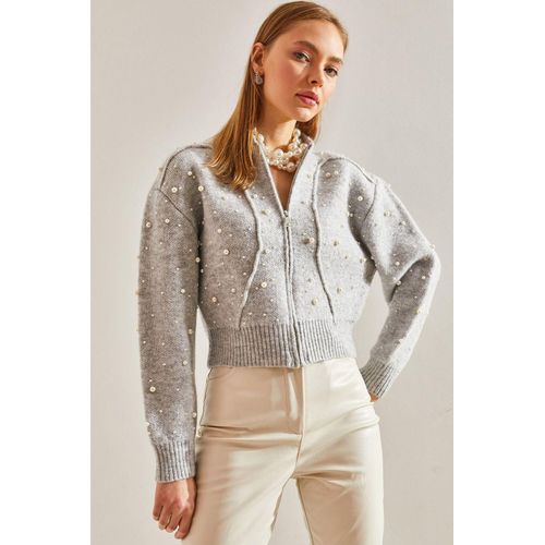 Parels Versierde Rits Crop Vest