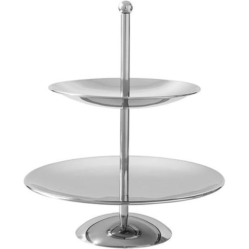 Etagere FINK "Samuel", silber (silberfarben), H:23cm Ø:21cm, Edelstahl, Servierplatten, Etagere, runde 2er Etagere