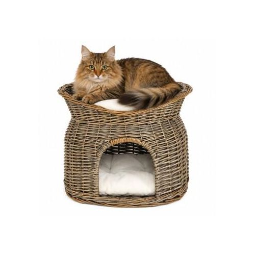 Lionto Weidenkorb für Katze grau