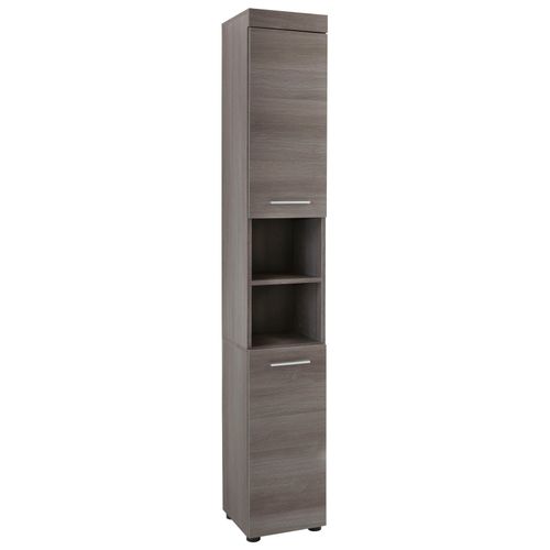 Hochschrank WELLTIME "Royan", eichefarben rauchsilber, B:30cm H:30cm T:190cm, Schränke, Bad-Hochschrank Hochschrank, Hochschrank mit 2 Türen & 2 Fächern - (B/T/H) 30/31/190 cm
