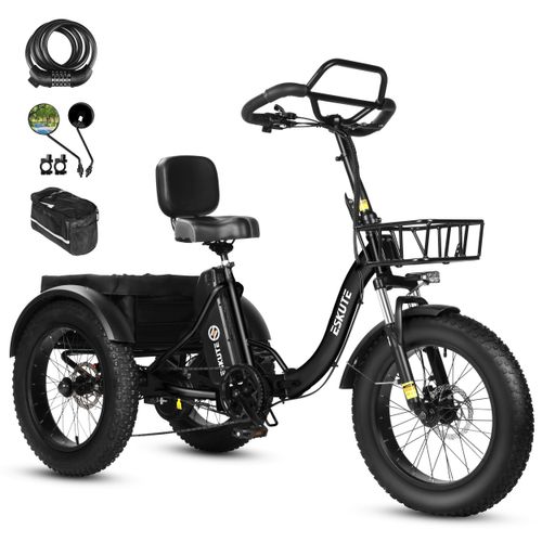 Elektro Dreirad für Erwachsene T302 Pro, 48V 20,8Ah Akku, faltbares E-Bike Dreirad mit Tiefeinstieg, 20×4 Zoll Fat Tires Elektrofahrrad, 7-Gang
