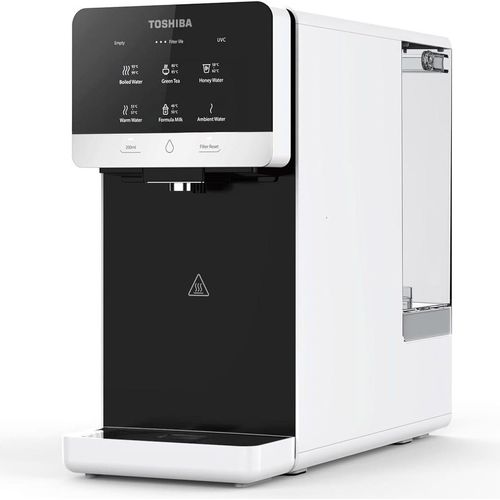 Toshiba Osmoseanlage / Auftisch Wasserfilter Weiß (6 Temperaturstufen, 5-in-1 Filter, UV-Sterilisation & Mineralisierung)