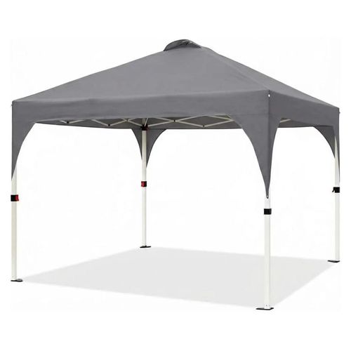 Faltpavillon 3 x 3 m - Garten-Partyzelt - 150D Oxfordstoff - Zentrales Verriegelungssystem - Höhe 270 cm - Grau