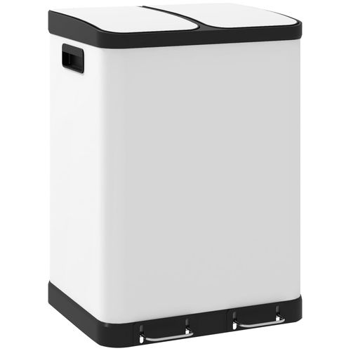 Abfalleimer mit zwei Kammern, 2 x 30 l, Pedal, Grau