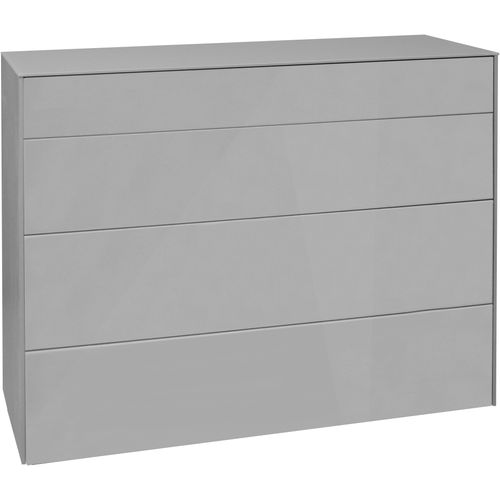 Kommode MÄUSBACHER "Imola", grau (kreidegrau matt lack, glas kreidegrau glanz), B:121cm H:89cm T:42cm, Sideboards, Kommode, 2-Schubladen Kommode