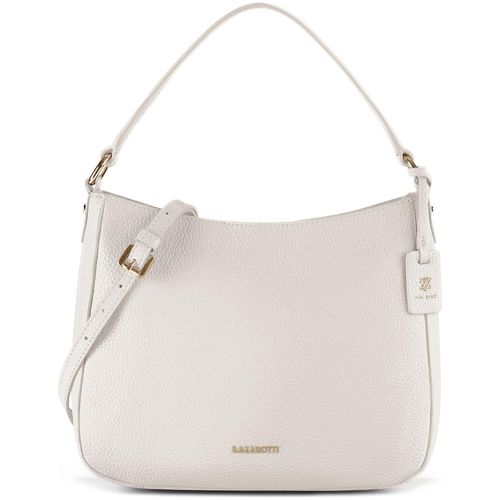 Schultertasche LAZAROTTI "Bologna Leather Hobo Schultertasche Leder 27 cm", Damen, Gr. B/H/T: 8cm x 22cm, beige, Leder, Taschen Schultertasche