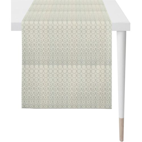 Tischläufer APELT "1308 Loft Style, Jacquard", grau (grau, beige), B:48cm L:140cm, Polyester, Tischdecken, Fleckschutz