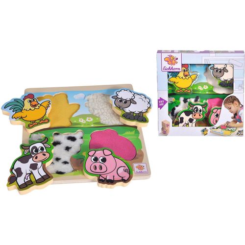 Steckpuzzle EICHHORN "Fühl-Puzzle mit Stoff", bunt, Puzzles, KinderB:20cm T:20cm, Holz, Textil, B:20cm T:20cm