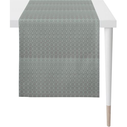 Tischläufer APELT "1308 Loft Style, Jacquard", blau (petrol, grau), B:48cm L:140cm, Polyester, Tischdecken, Fleckschutz
