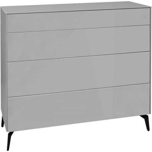 Kommode MÄUSBACHER "Imola", grau (kreidegrau matt lack, glas kreidegrau glanz), B:121cm H:102cm T:42cm, Sideboards, Kommode, 2-Schubladen Kommode
