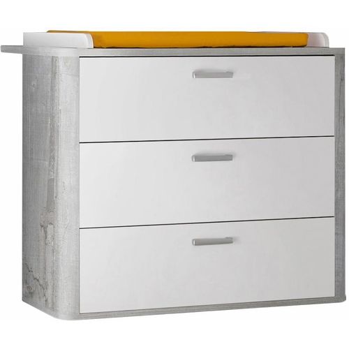 Wickelkommode MÄUSBACHER "Aarhus", weiß (vintage grau, weiß, vintage grau), B:110cm H:98cm T:71cm, Holzwerkstoff, Wickelkommoden, Wickelkommode