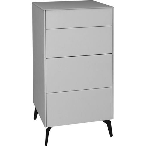 Kommode MÄUSBACHER "Imola", grau (kreidegrau matt lack, glas kreidegrau glanz), B:52cm H:102cm T:42cm, Sideboards, Kommode, Kommode mit Glasfront und Glasoberplatte