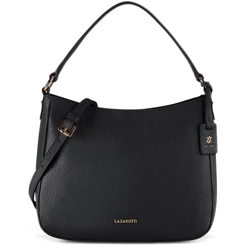 Schultertasche LAZAROTTI "Bologna Leather Hobo Schultertasche Leder 27 cm", Damen, Gr. B/H/T: 8cm x 22cm, schwarz, Leder, Taschen Schultertasche