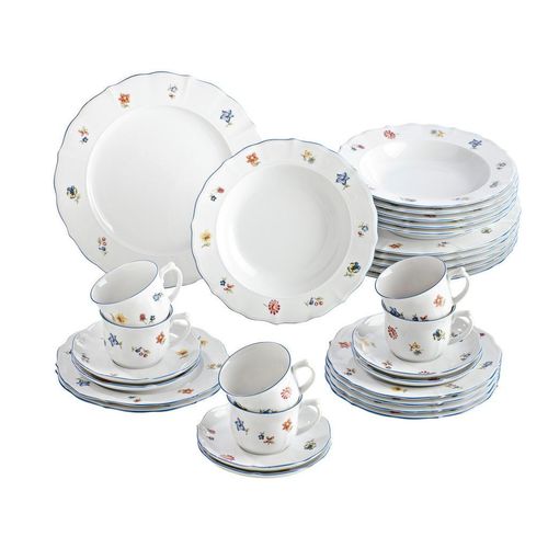 Seltmann Weiden Kombiservice, Weiß, Keramik, 30-teilig, Blume, 29.8x28.5x36.3 cm, Essen & Trinken, Geschirr, Geschirr-Sets, Kombiservice