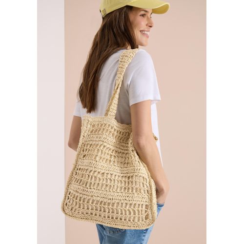 Henkeltasche CECIL, Damen, straw beige, Stoff, Papierstroh, Taschen, leicht transparent