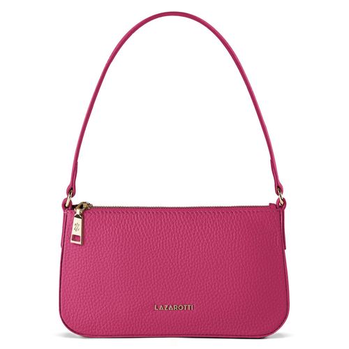 Schultertasche LAZAROTTI "Bologna Leather Pochette Schultertasche Leder 22 cm", Damen, Gr. B/H/T: 4cm x 12cm, pink, Leder, Taschen Schultertasche