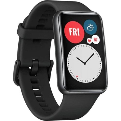 Damen Herren Smartwatch Huawei Smartwatch (1,75 Zoll, Android iOS), Huawei Watch Fit Active Schwarz mit 4,4 cm Fullview Display für Android und IOS