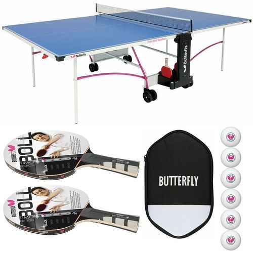 Timo Boll Tischtennisplatte + Tischtennisschläger + Tischtennishülle + Bälle