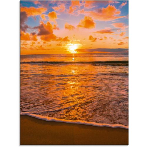 Glasbild ARTLAND "Sonnenuntergang am Strand", orange (farbe bild(er): orange), B:60cm H:80cm, Bilder, in verschiedenen Größen