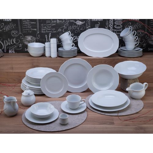 Kombiservice CREATABLE "Geschirr-Set Arianne", weiß, 61 Stk., Porzellan, Geschirr-Sets, Kombiservice, Service, weiß, klassische, Form, 61 Teile, für 8 Personen
