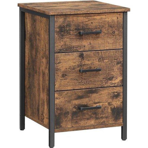 Industriel Nachttisch mit 3 Lademöglichkeiten - Vintage-Braun-Schwarz - 40x40x60 cm