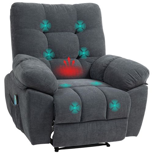 HOMCOM Relaxsessel Massagesessel mit Liegefunktion Heizung Grau
