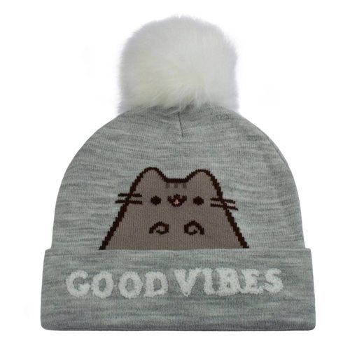 Pusheen Unisex Good Vibes Pom Pom muts voor volwassenen (Grijs/Wit)