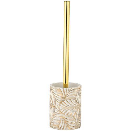WC-Garnitur WENKO "Modell Terralba", weiß, H:36cm Ø:9cm, Edelstahl, Polyresin (Kunststein), Reinigungsbürsten, Toilettenbürstenhalter aus stabilem Kunststoff mit Silikon-Klobürste