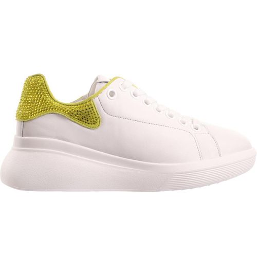 Högl Damen Sneaker Sparks Metallic-weiß mit Plateausohle und samtigem Finish