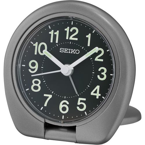 Reisewecker SEIKO "QHT018T", grau, Wecker, Reisewecker, Quarzwecker, Wecker, Reisewecker, Schlafzimmer, Snooze, Beleuchtung