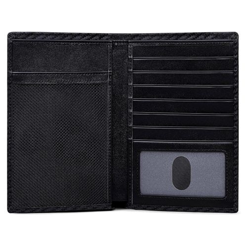Herren-Reisepassbrieftasche, Reisebrieftasche aus Echtem Leder mit RFID-blockierenden Kartenfächern für Herren-Schwarz+Schwarz